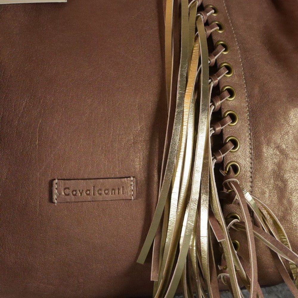 NWT CAVALCANTI Bronze/Gold Tassel Leather Shoulder w/Reptile Embossed Strap  ANB - Picture 9 of 9